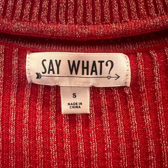 Say What Red/Gold Sweater Like Stretch Dress - Picture 5 of 6